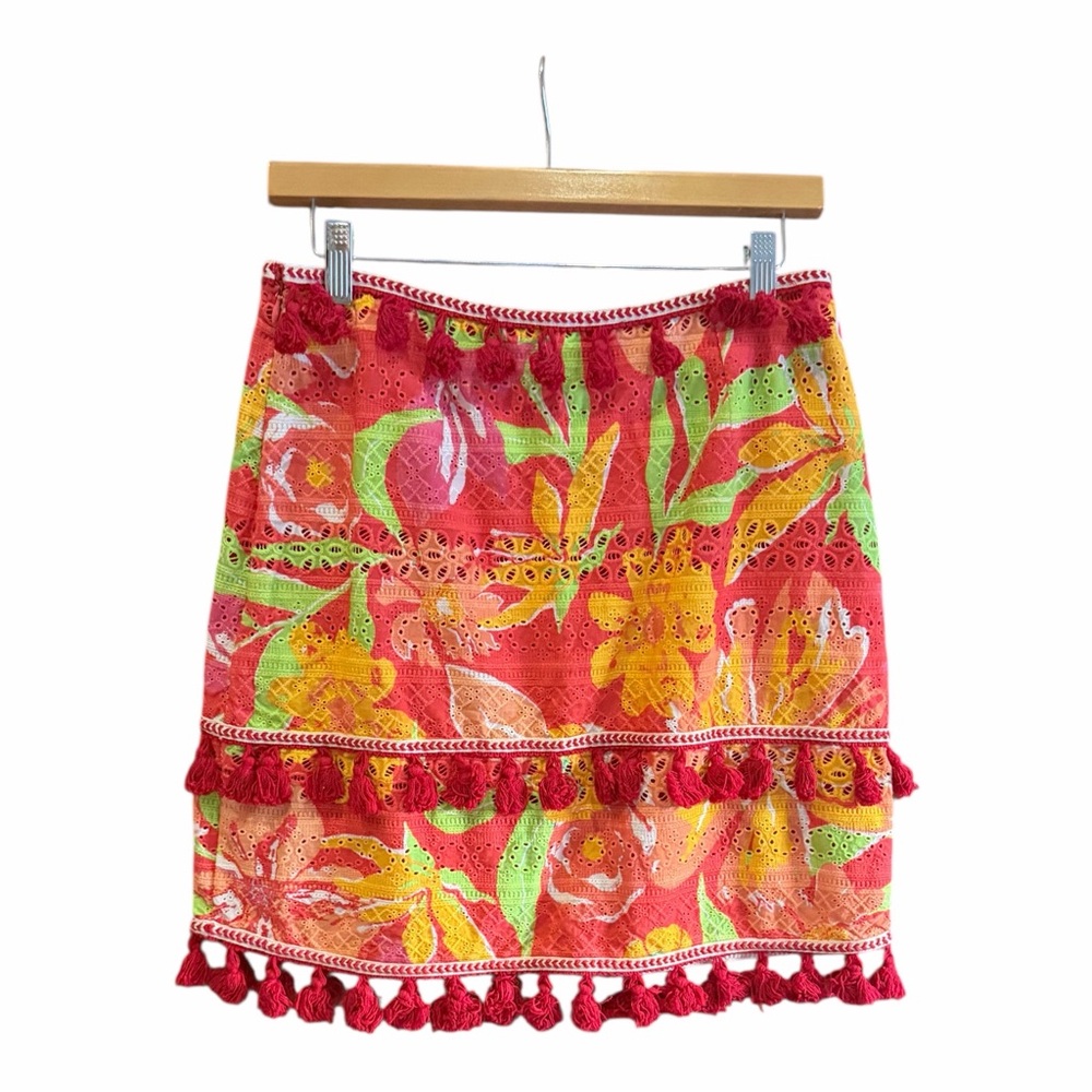 ANTHROPOLOGIE VERB by Pallavi Singhee Electra Eyelet Mini Skirt S Pom Poms‎ - Picture 4 of 10